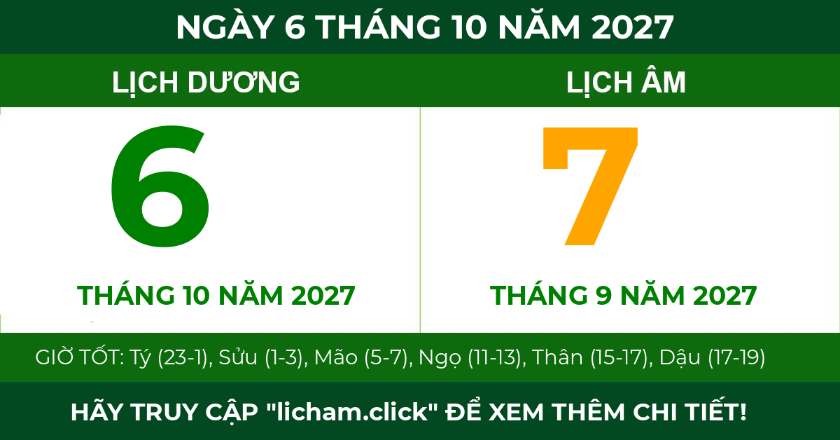 lịch âm ngày 6 tháng 10 năm 2027