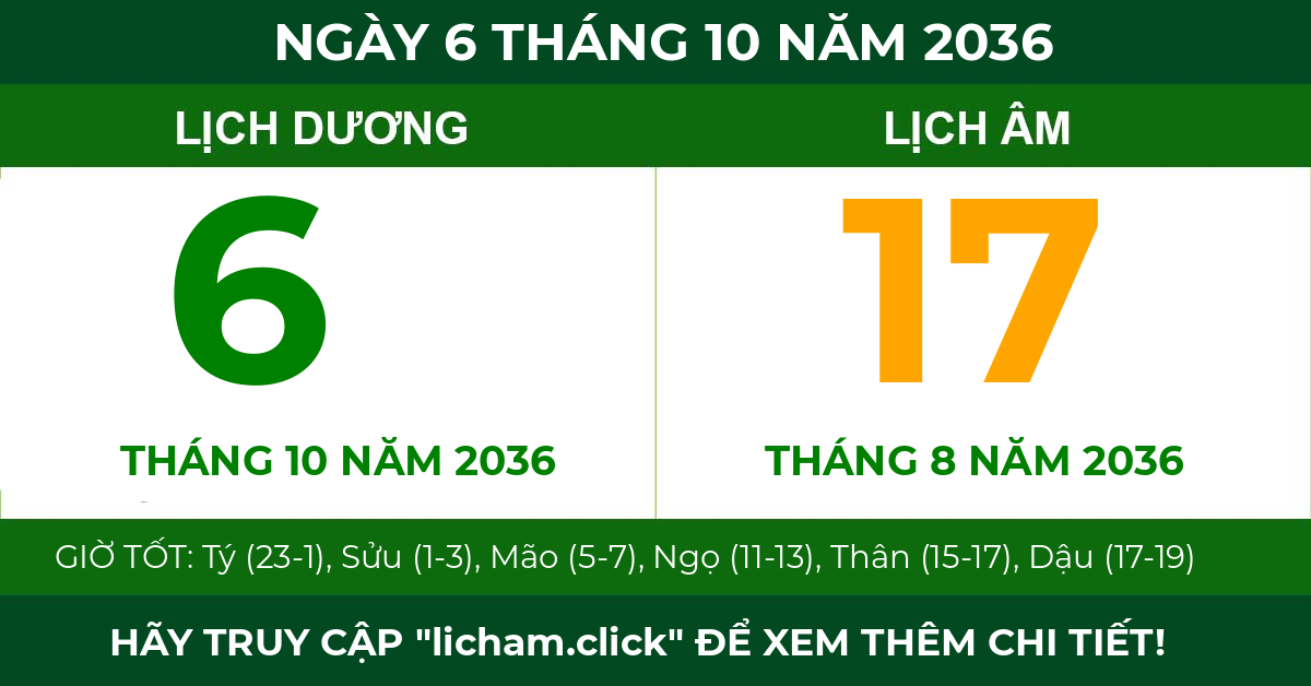 lịch âm ngày 6 tháng 10 năm 2036