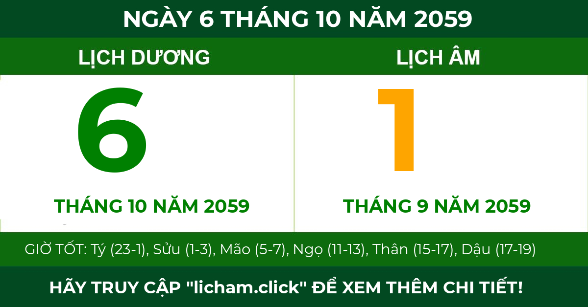 lịch âm ngày 6 tháng 10 năm 2059