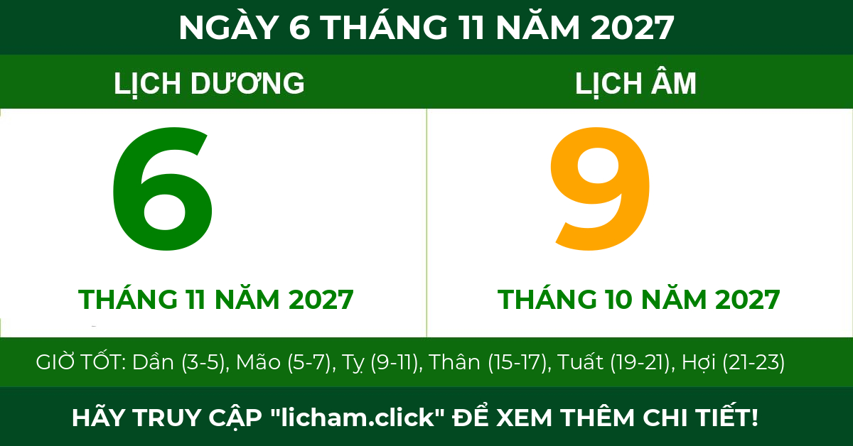 lịch âm ngày 6 tháng 11 năm 2027