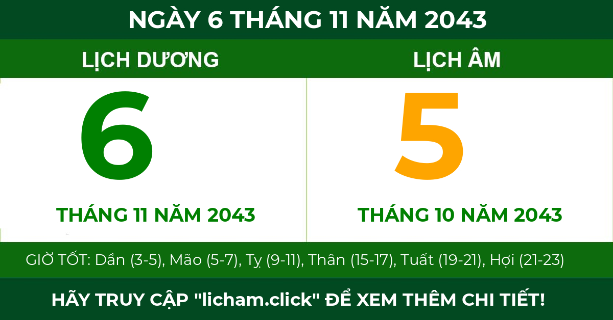 lịch âm ngày 6 tháng 11 năm 2043