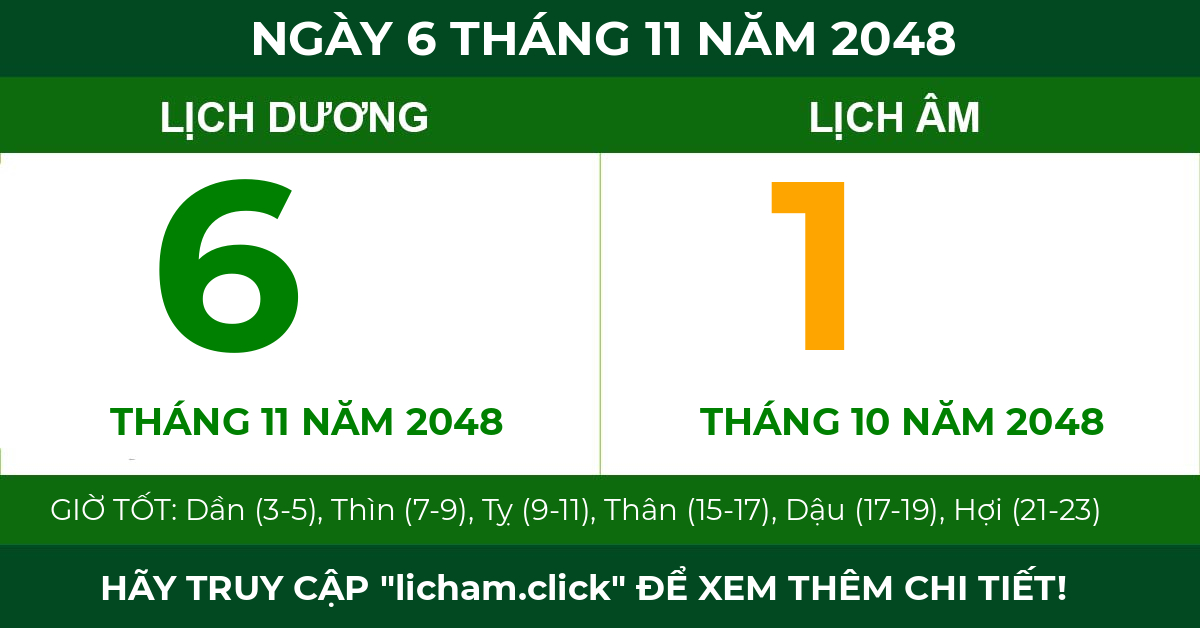 lịch âm ngày 6 tháng 11 năm 2048