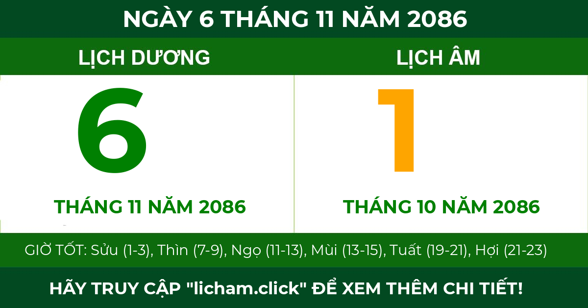 lịch âm ngày 6 tháng 11 năm 2086