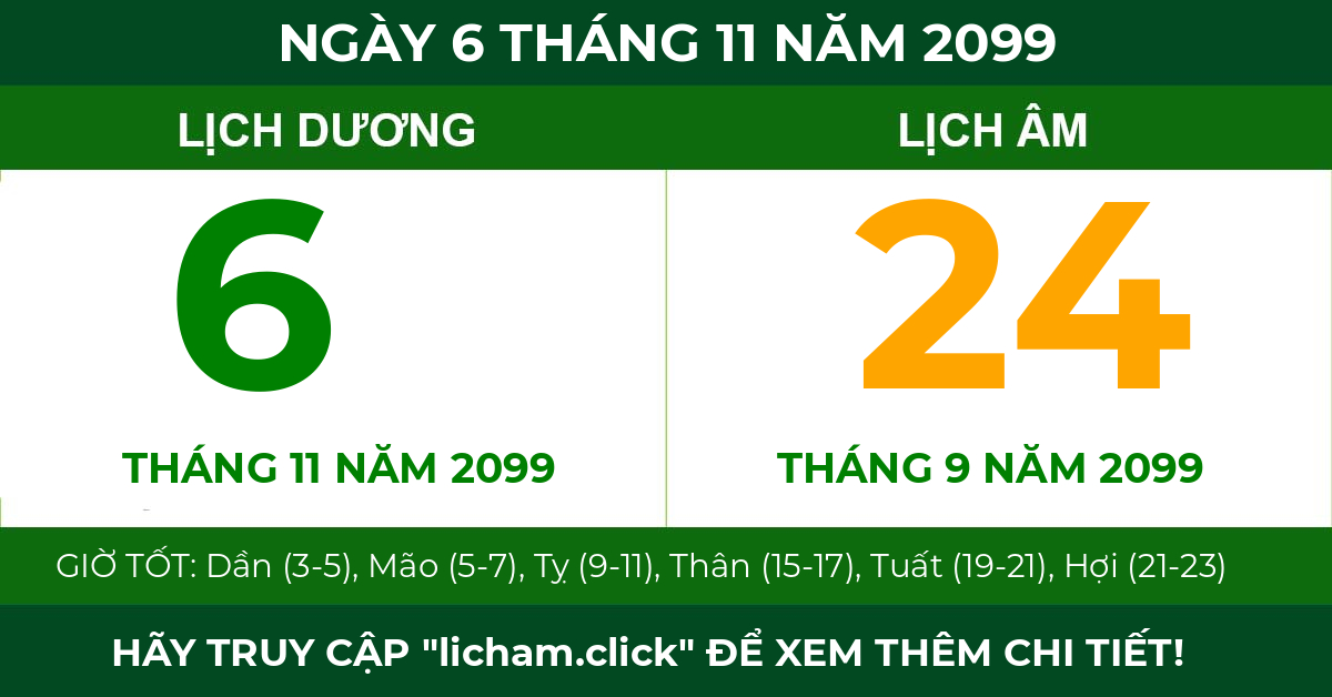 lịch âm ngày 6 tháng 11 năm 2099