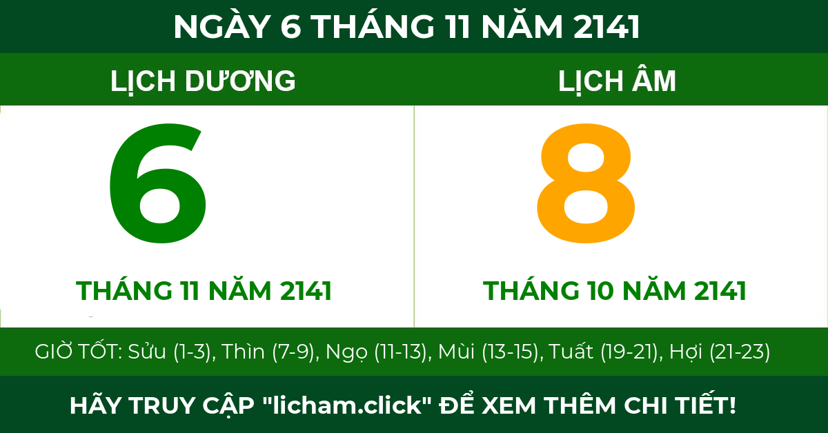 lịch âm ngày 6 tháng 11 năm 2141