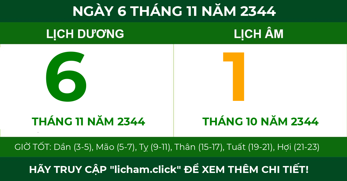 lịch âm ngày 6 tháng 11 năm 2344