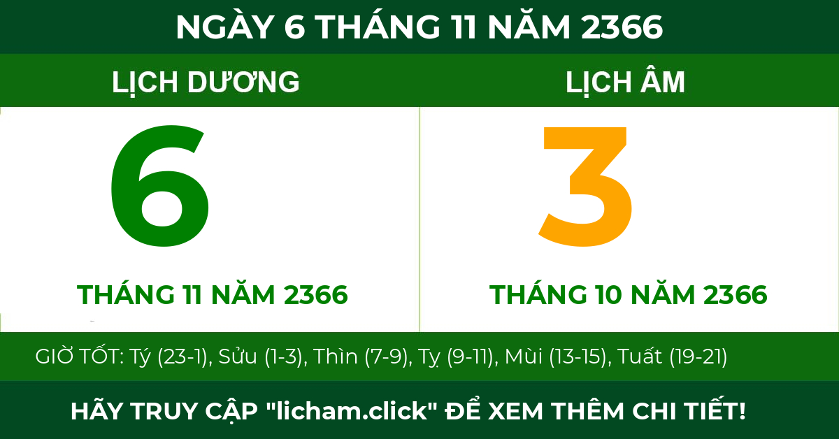 lịch âm ngày 6 tháng 11 năm 2366
