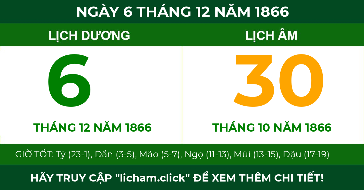 lịch âm ngày 6 tháng 12 năm 1866