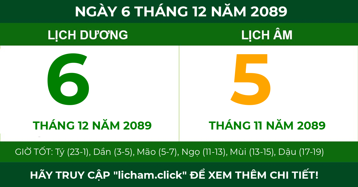 lịch âm ngày 6 tháng 12 năm 2089