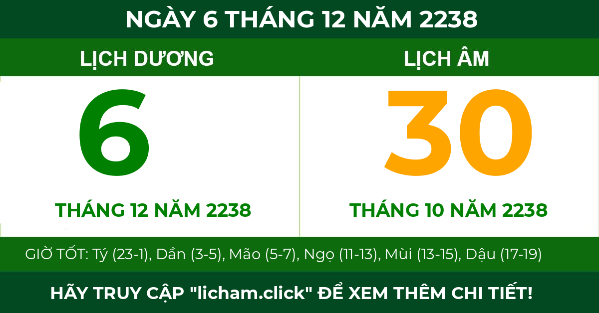 lịch âm ngày 6 tháng 12 năm 2238