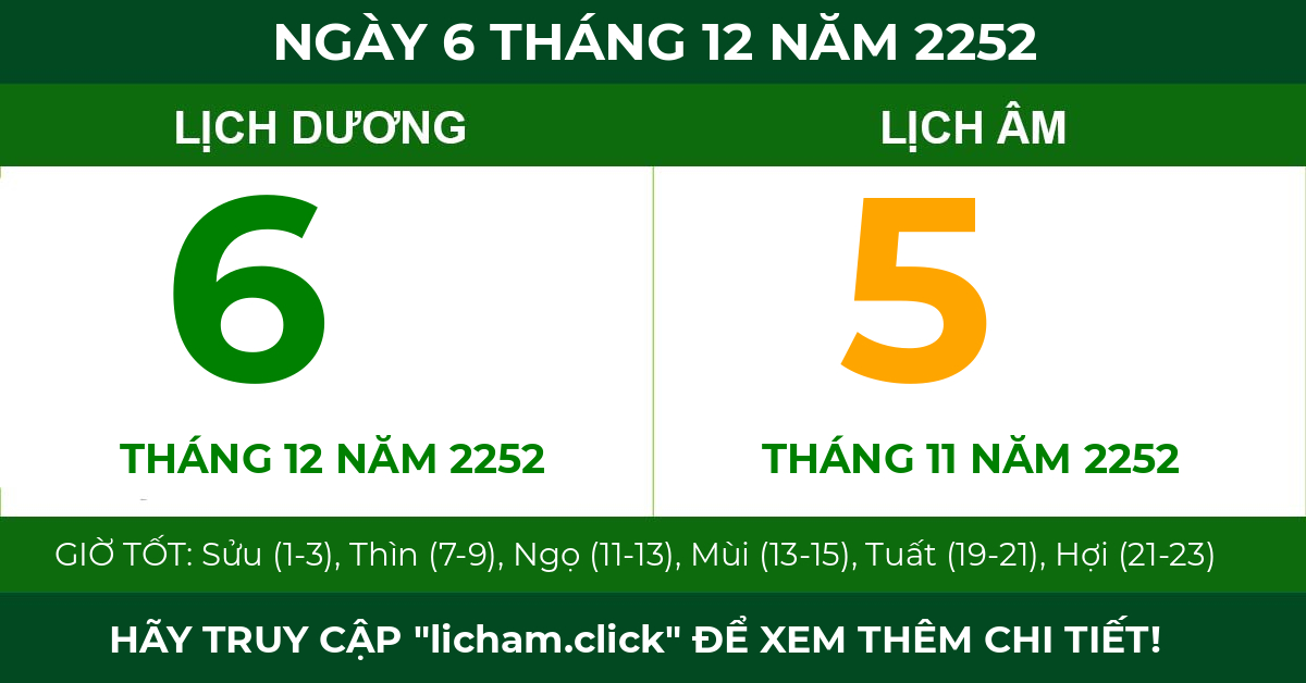 lịch âm ngày 6 tháng 12 năm 2252