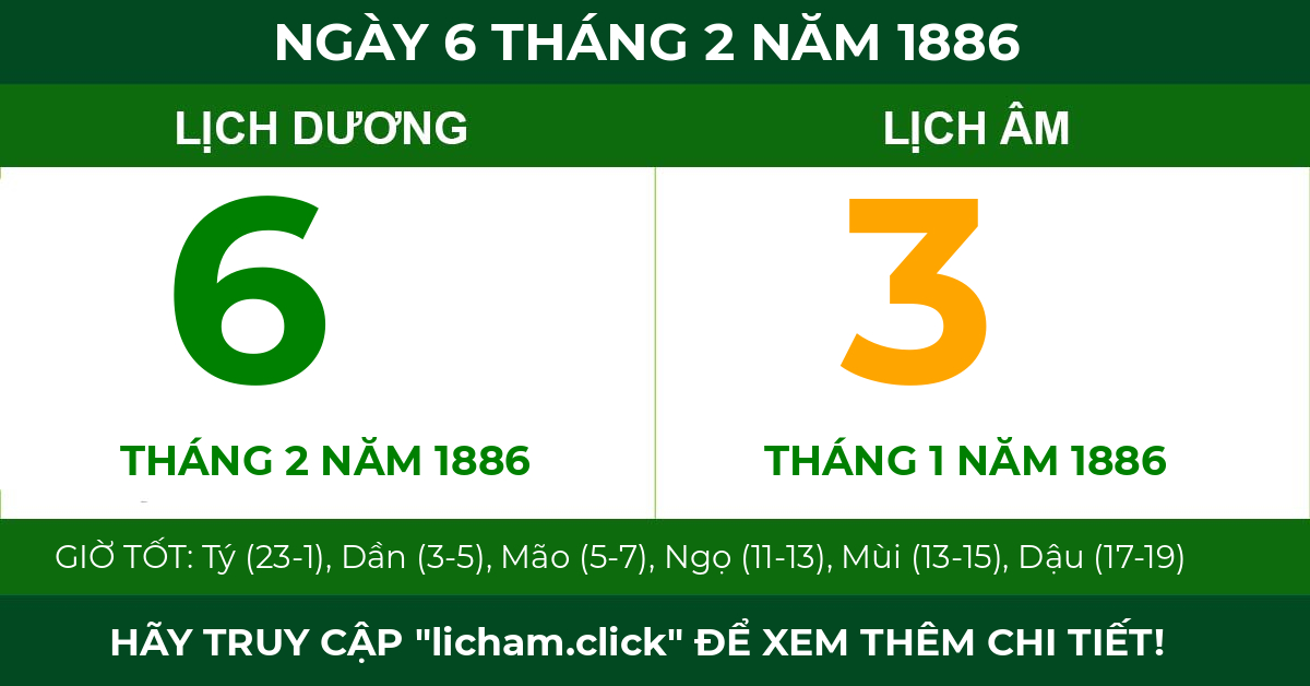 lịch âm ngày 6 tháng 2 năm 1886