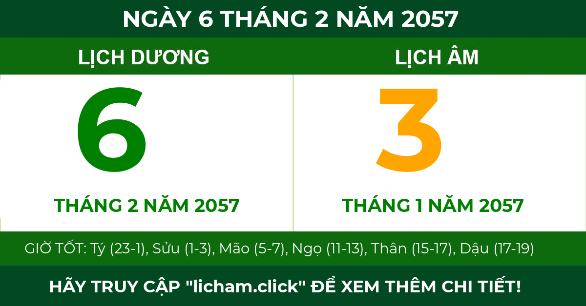 lịch âm ngày 6 tháng 2 năm 2057