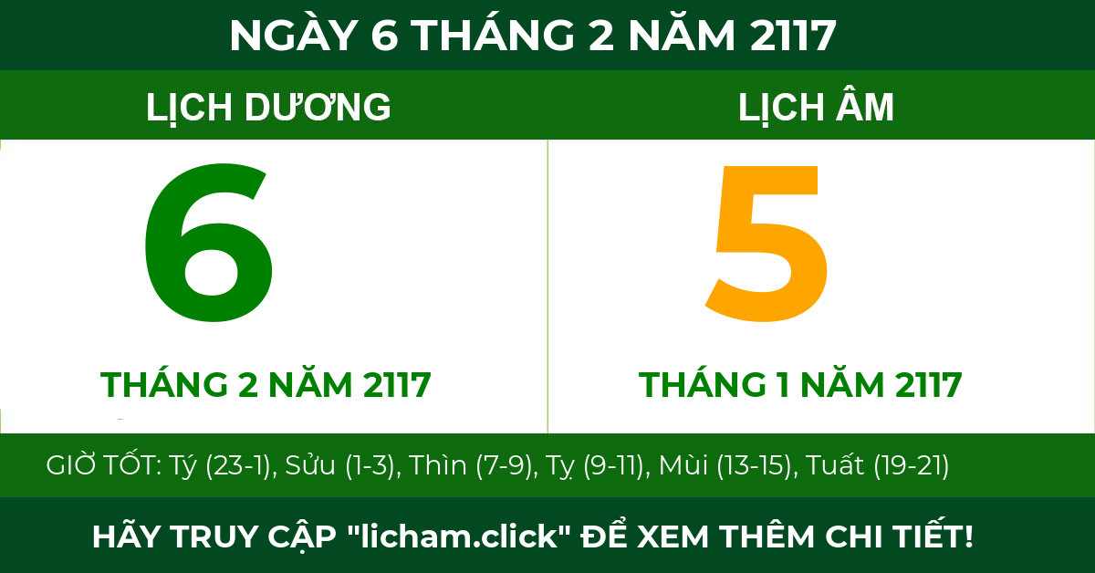 lịch âm ngày 6 tháng 2 năm 2117