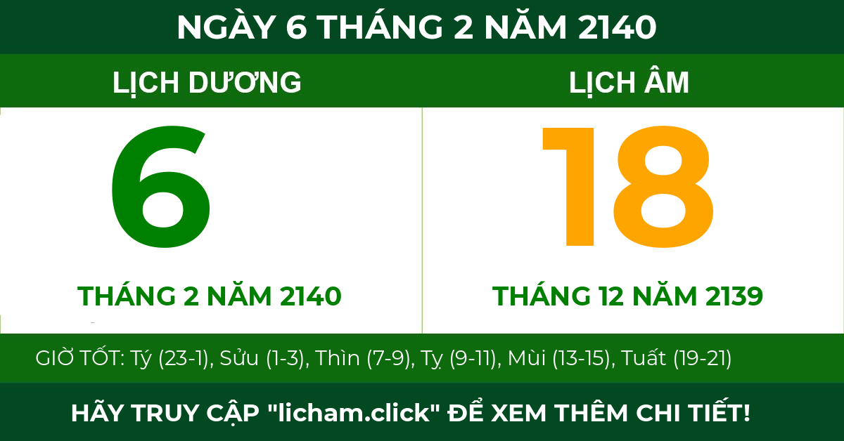 lịch âm ngày 6 tháng 2 năm 2140