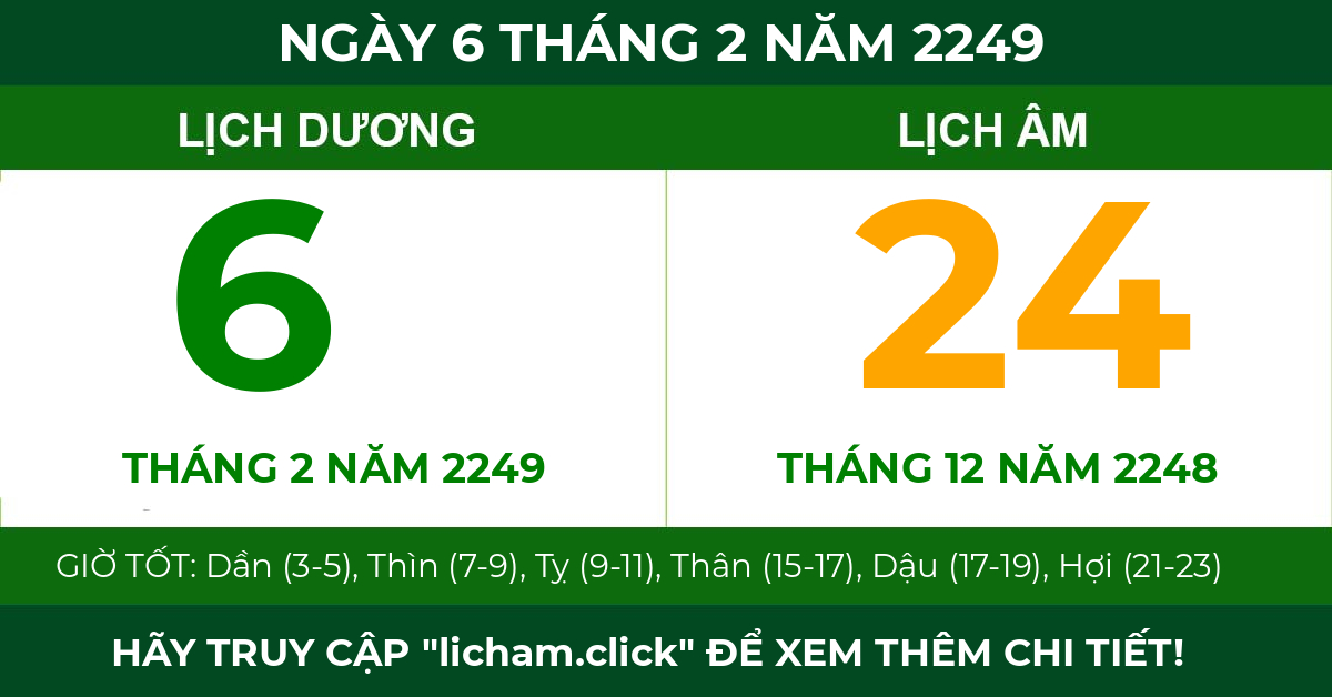 lịch âm ngày 6 tháng 2 năm 2249