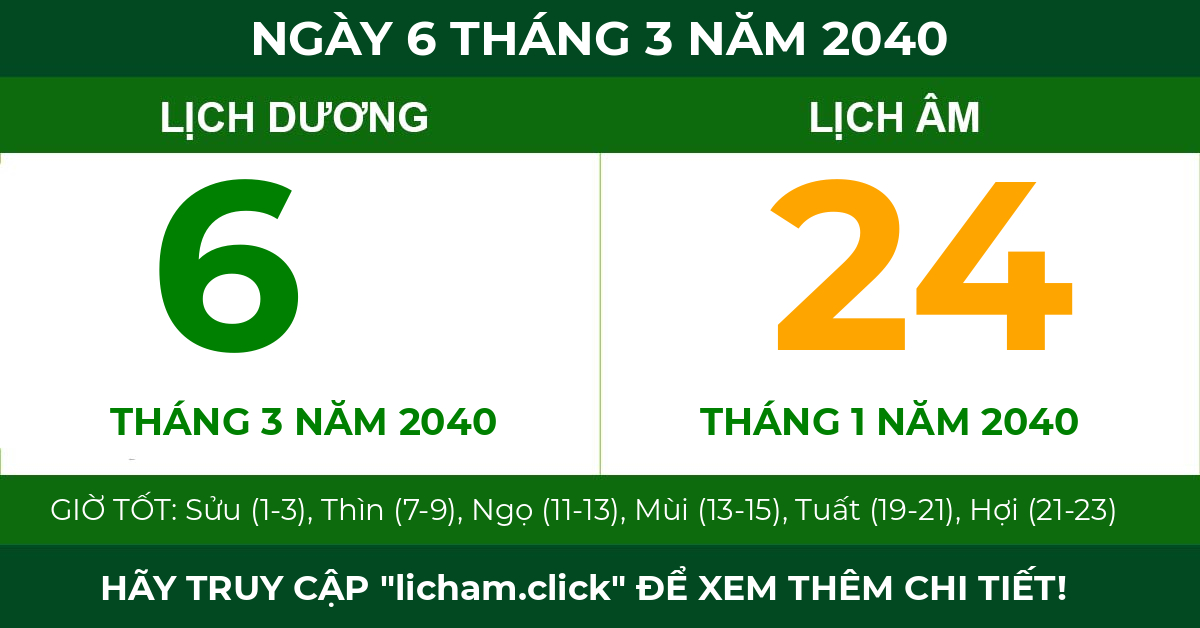lịch âm ngày 6 tháng 3 năm 2040