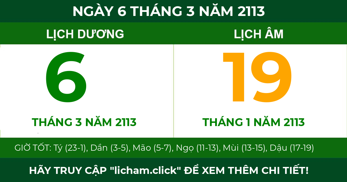 lịch âm ngày 6 tháng 3 năm 2113