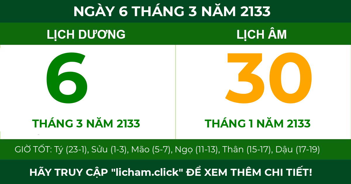 lịch âm ngày 6 tháng 3 năm 2133