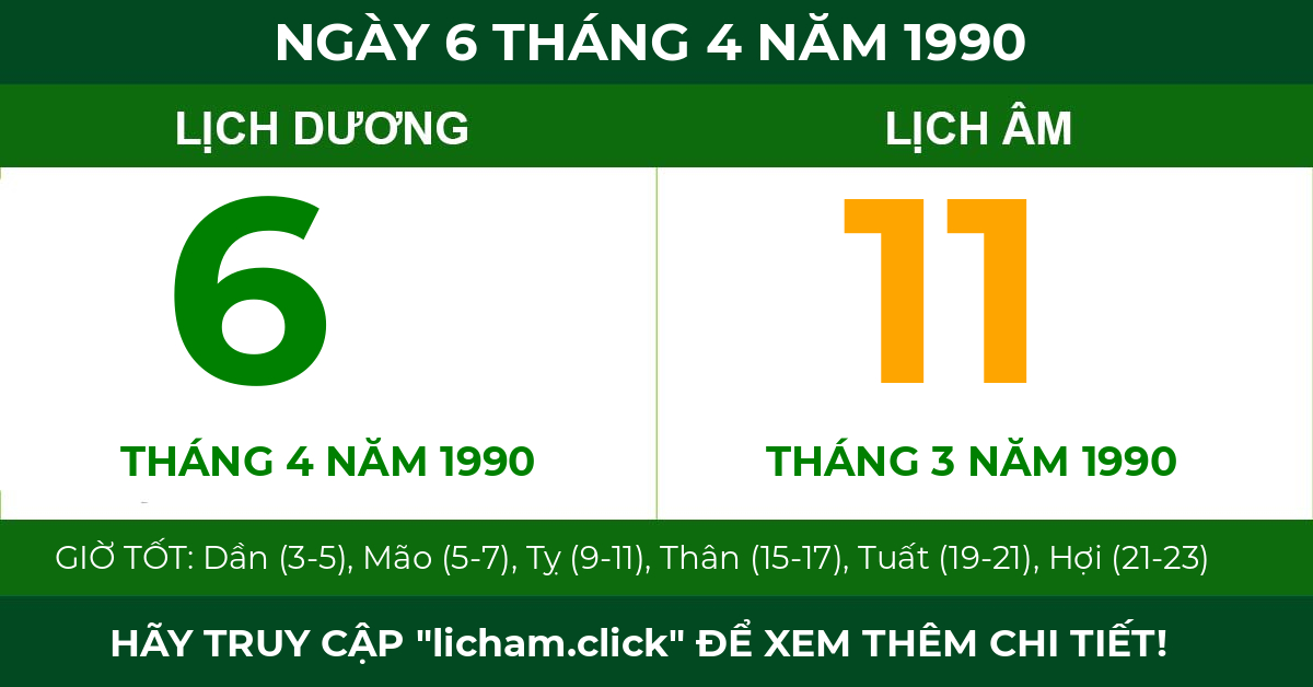 lịch âm ngày 6 tháng 4 năm 1990