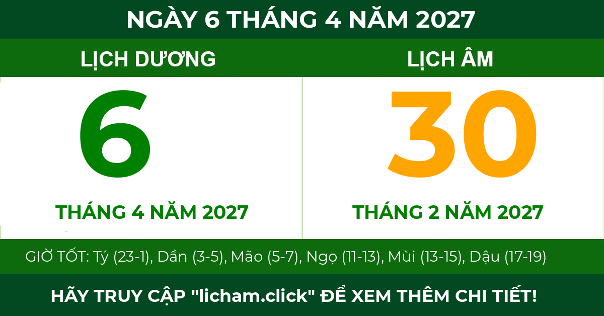 lịch âm ngày 6 tháng 4 năm 2027