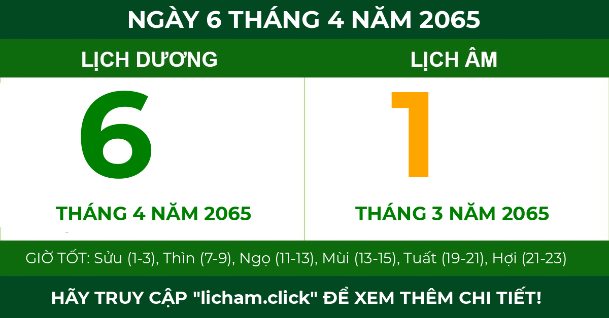 lịch âm ngày 6 tháng 4 năm 2065