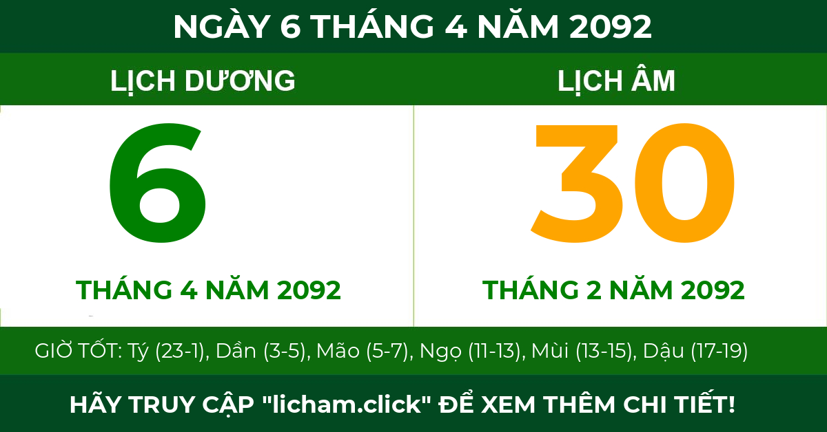 lịch âm ngày 6 tháng 4 năm 2092