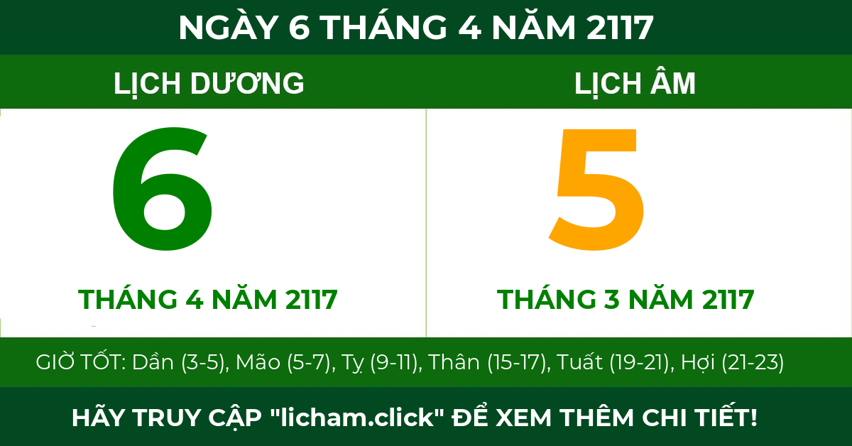 lịch âm ngày 6 tháng 4 năm 2117