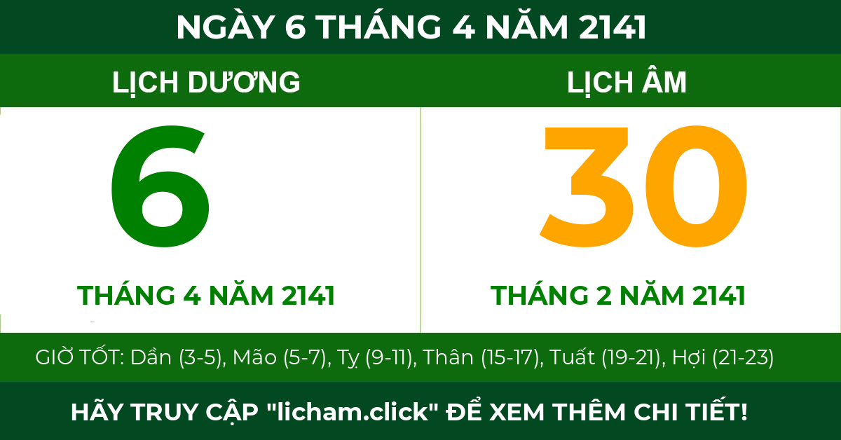lịch âm ngày 6 tháng 4 năm 2141