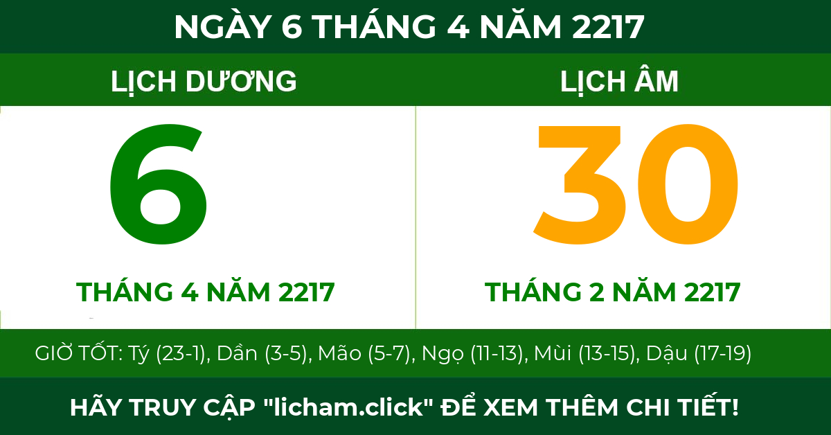 lịch âm ngày 6 tháng 4 năm 2217