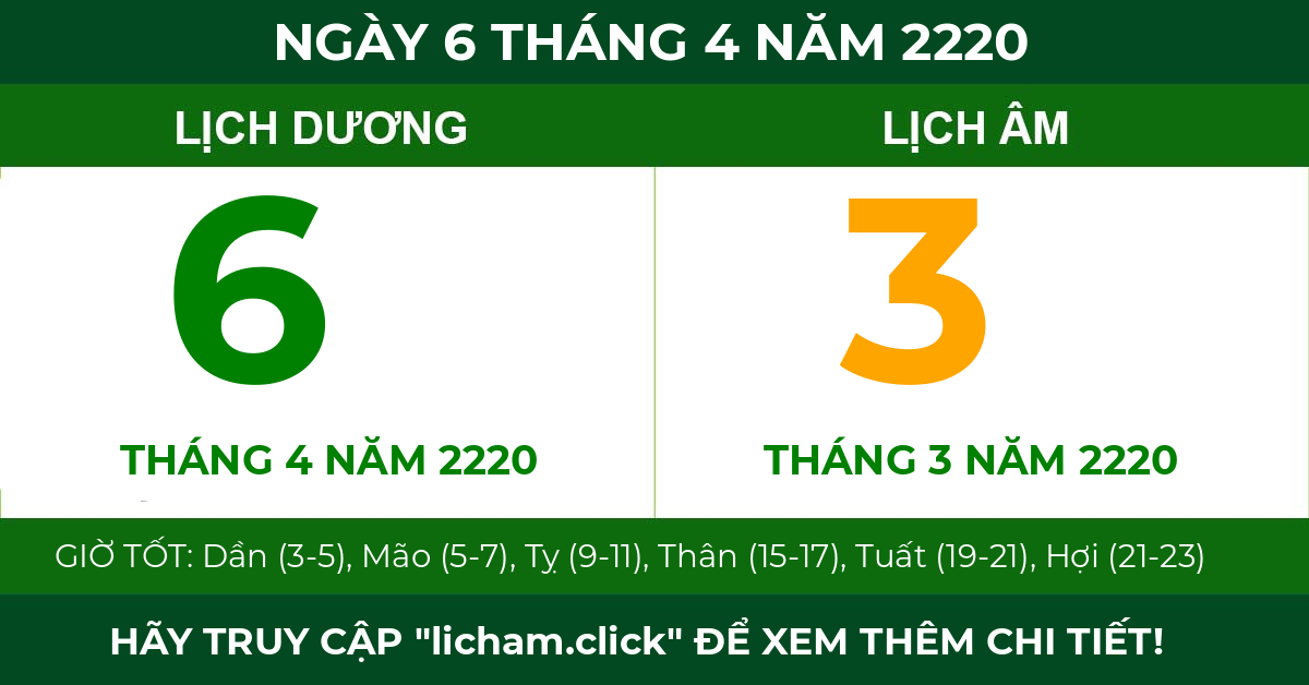 lịch âm ngày 6 tháng 4 năm 2220