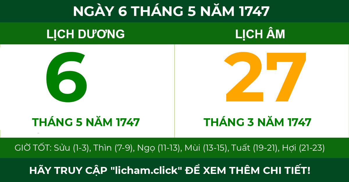 lịch âm ngày 6 tháng 5 năm 1747