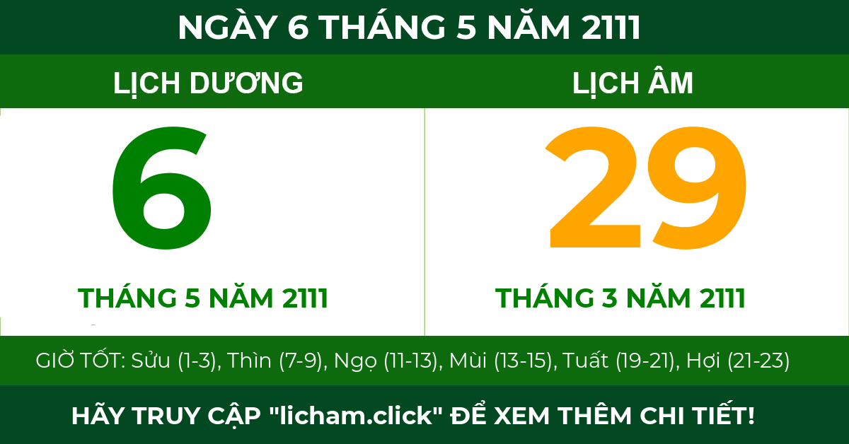 lịch âm ngày 6 tháng 5 năm 2111