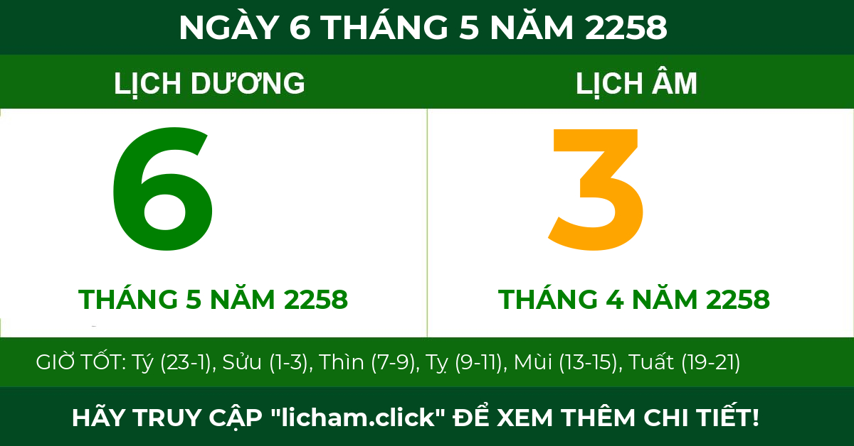 lịch âm ngày 6 tháng 5 năm 2258