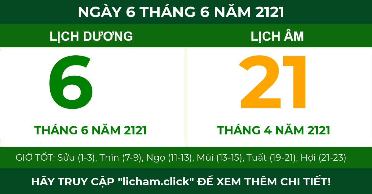 lịch âm ngày 6 tháng 6 năm 2121