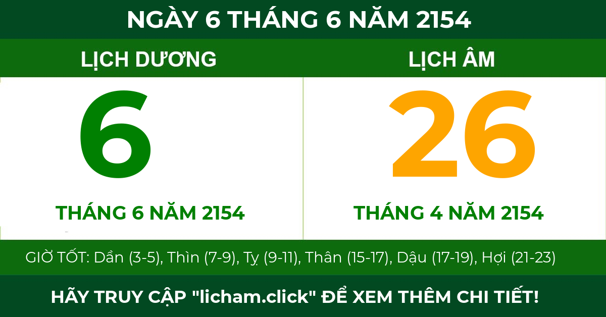 lịch âm ngày 6 tháng 6 năm 2154