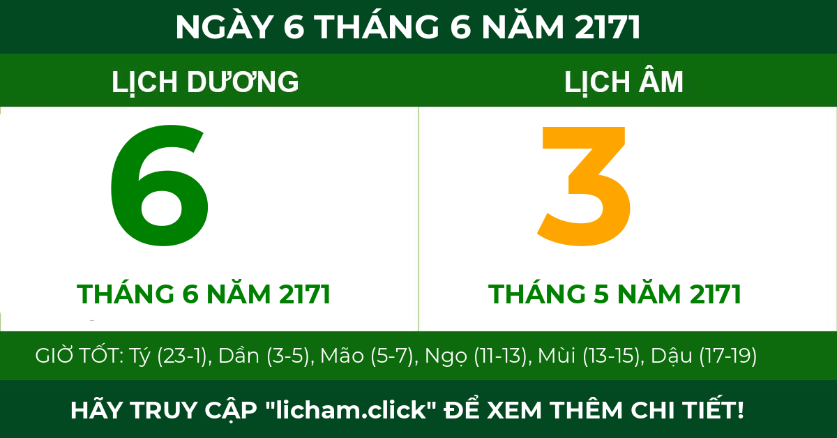 lịch âm ngày 6 tháng 6 năm 2171
