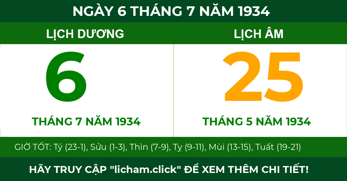 lịch âm ngày 6 tháng 7 năm 1934
