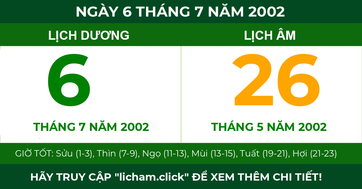 lịch âm ngày 6 tháng 7 năm 2002