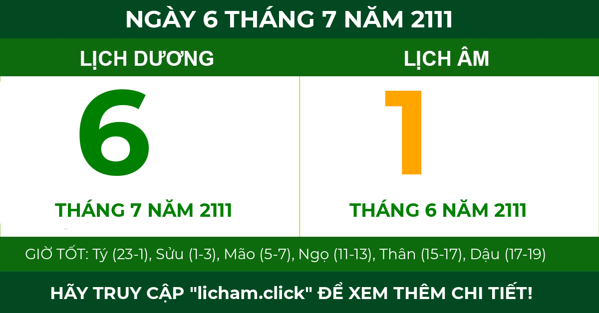 lịch âm ngày 6 tháng 7 năm 2111