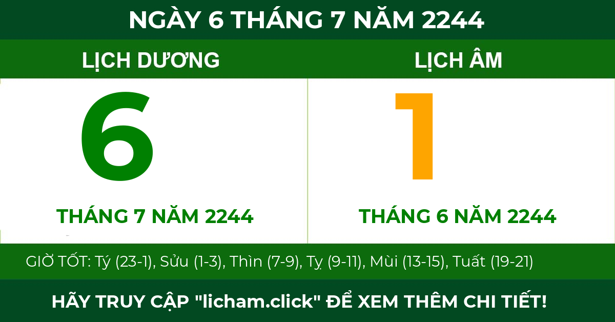lịch âm ngày 6 tháng 7 năm 2244