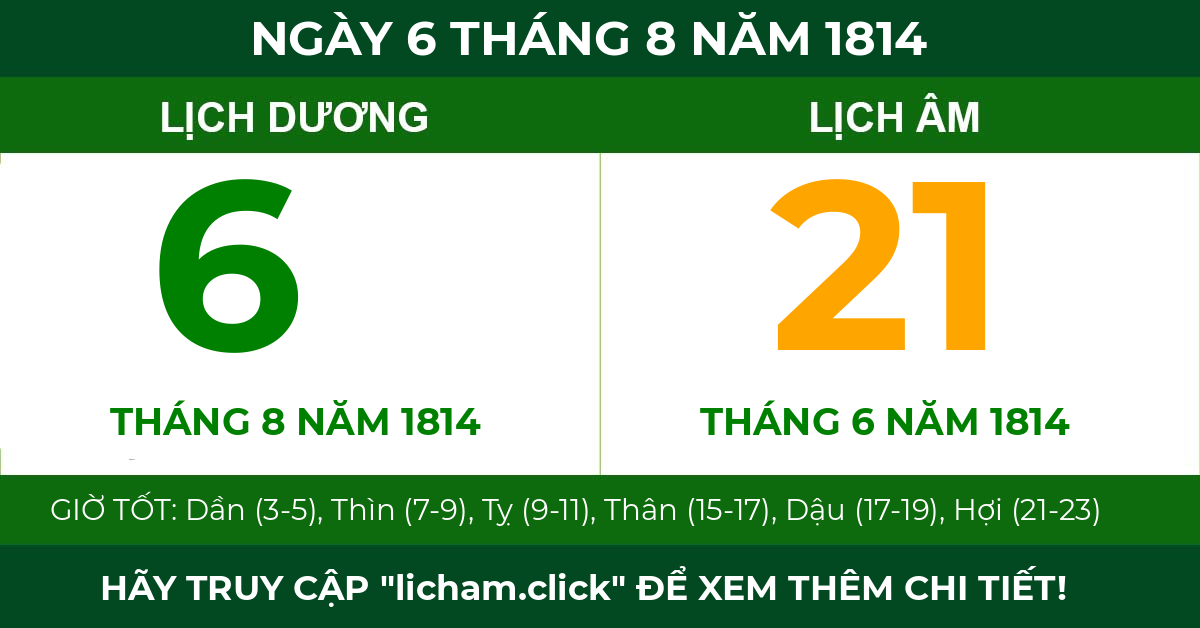lịch âm ngày 6 tháng 8 năm 1814