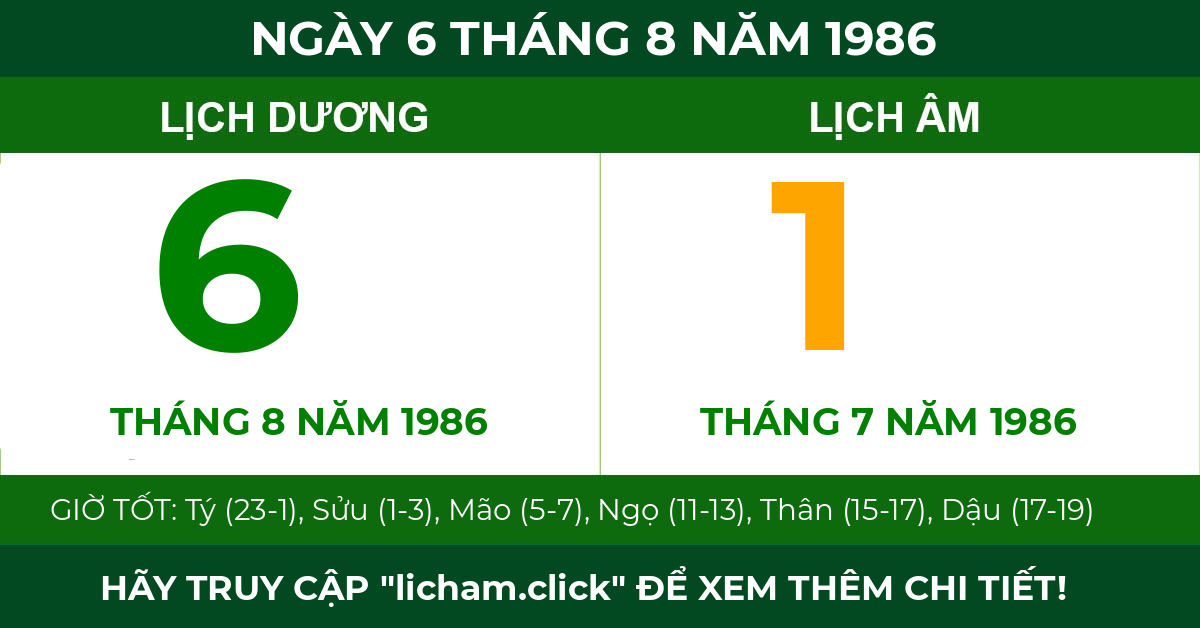 lịch âm ngày 6 tháng 8 năm 1986