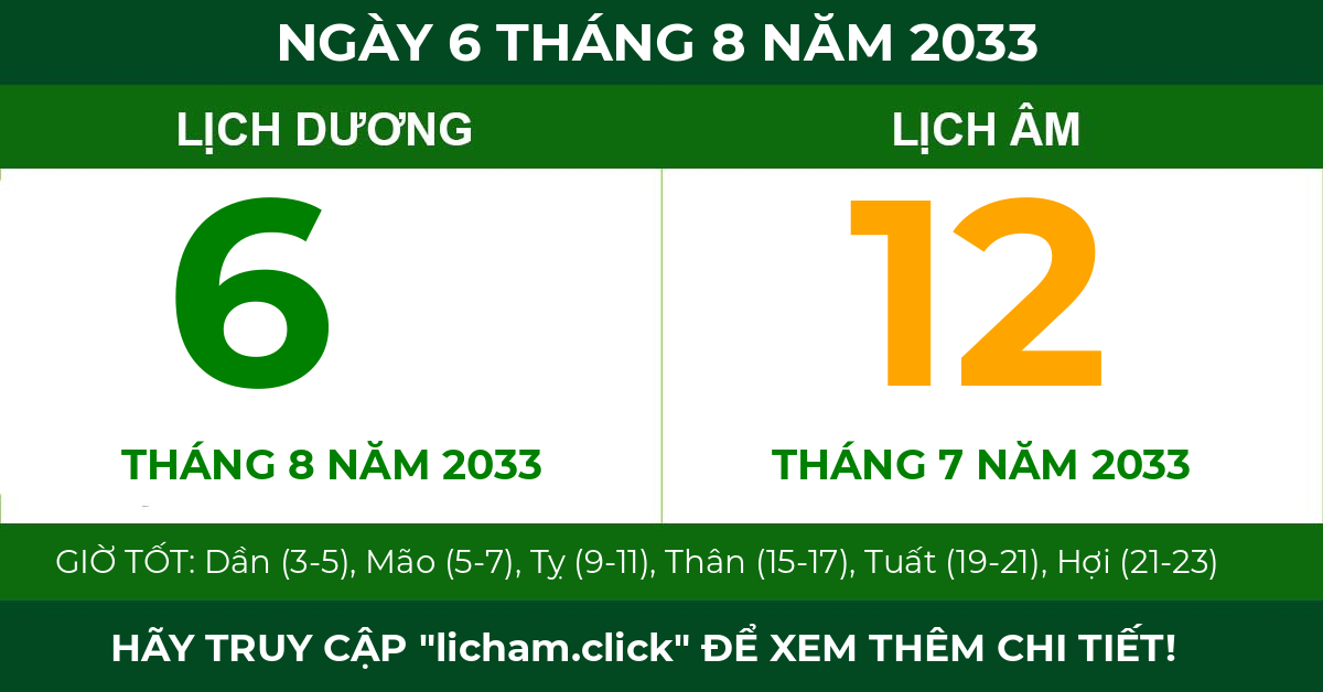 lịch âm ngày 6 tháng 8 năm 2033