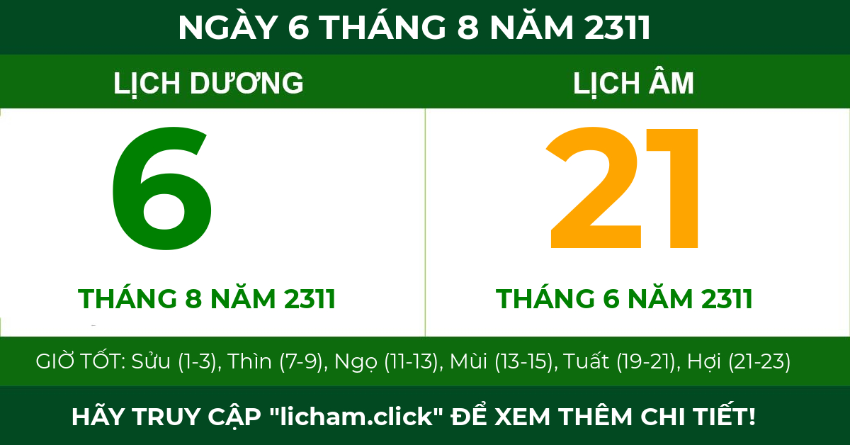 lịch âm ngày 6 tháng 8 năm 2311