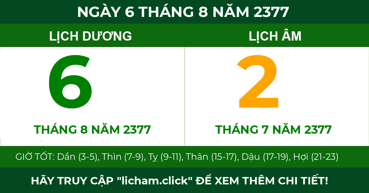 lịch âm ngày 6 tháng 8 năm 2377