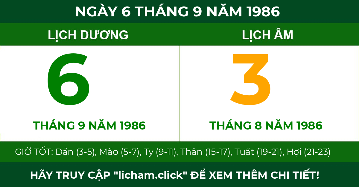 lịch âm ngày 6 tháng 9 năm 1986