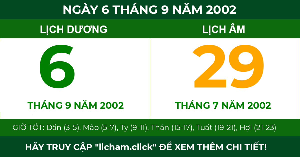 lịch âm ngày 6 tháng 9 năm 2002
