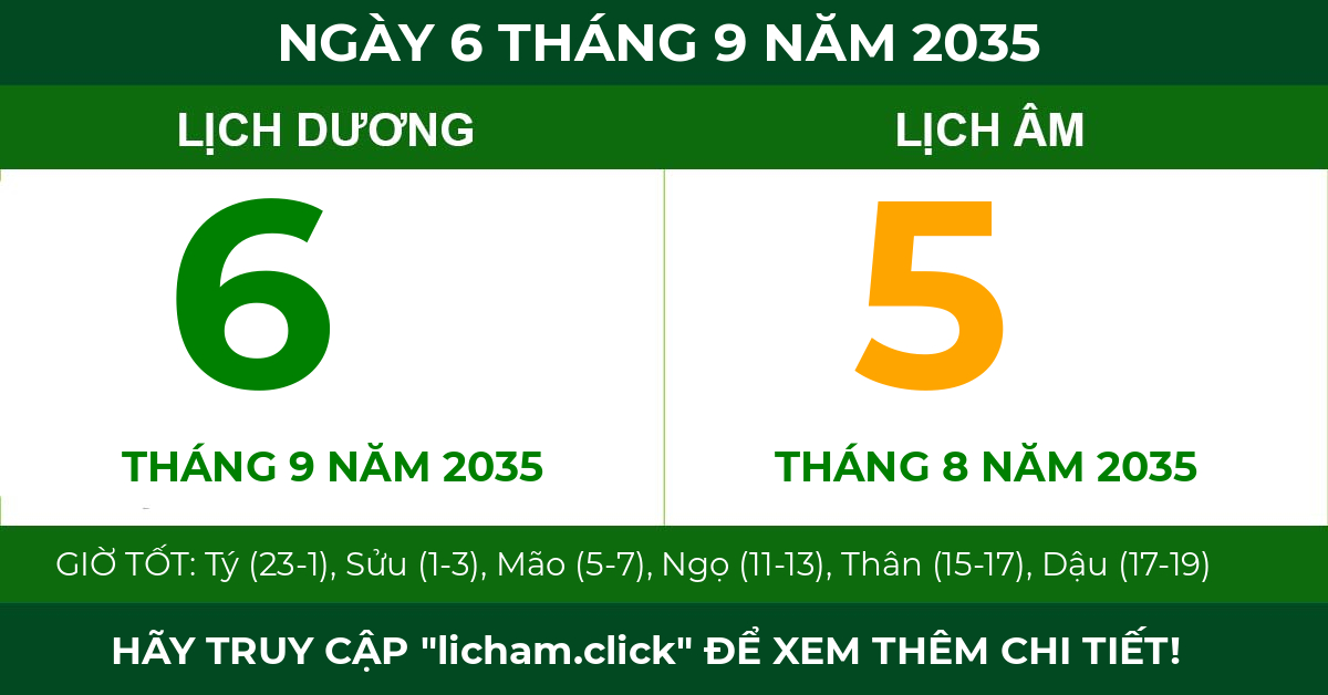 lịch âm ngày 6 tháng 9 năm 2035