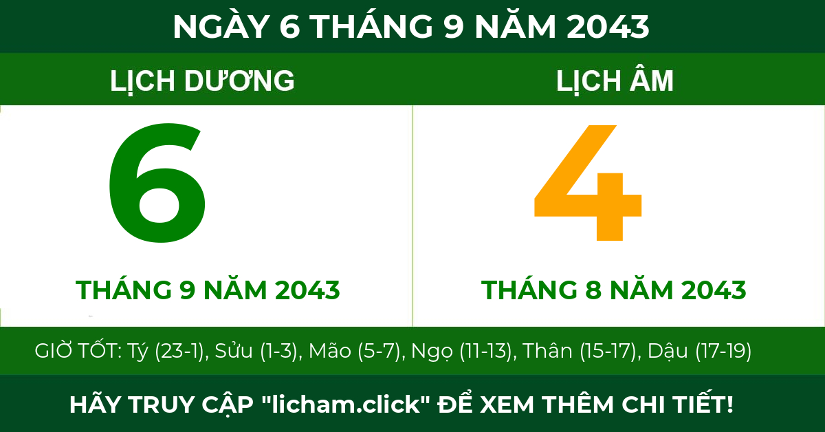 lịch âm ngày 6 tháng 9 năm 2043